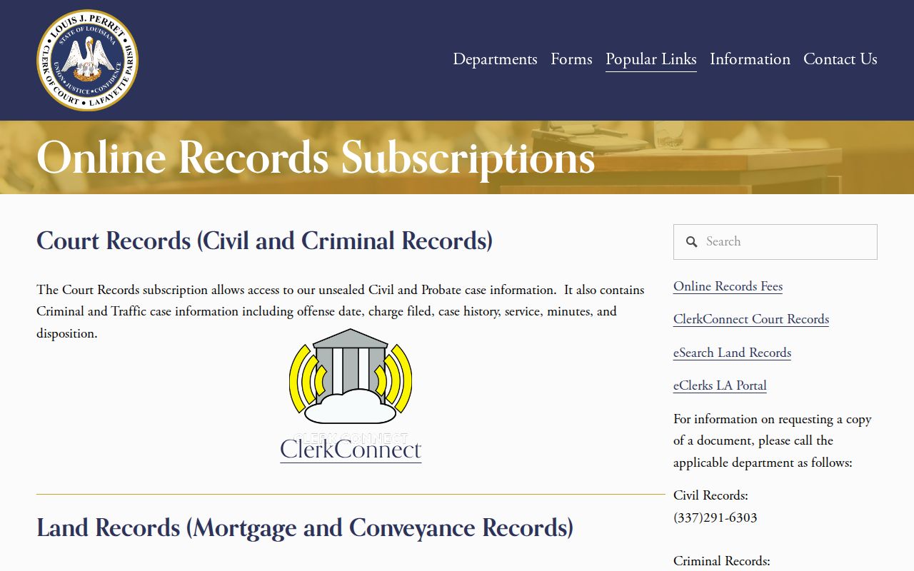 Lafayette Parish criminal court case online records access
