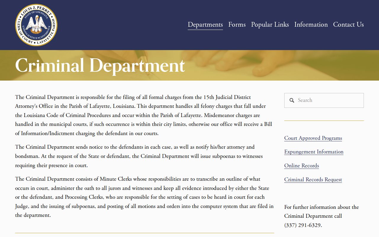 Lafayette Parish criminal record and expungement information