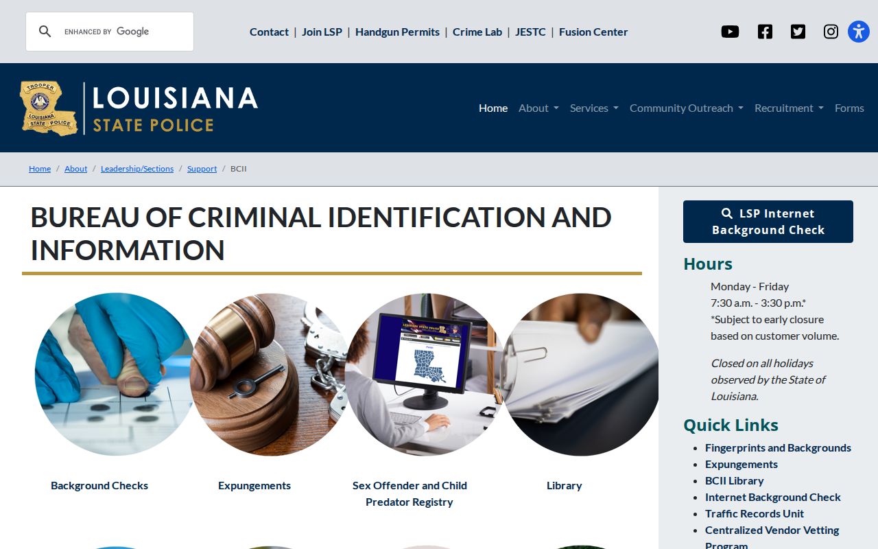 Lafayette Parish criminal history Right to Review information