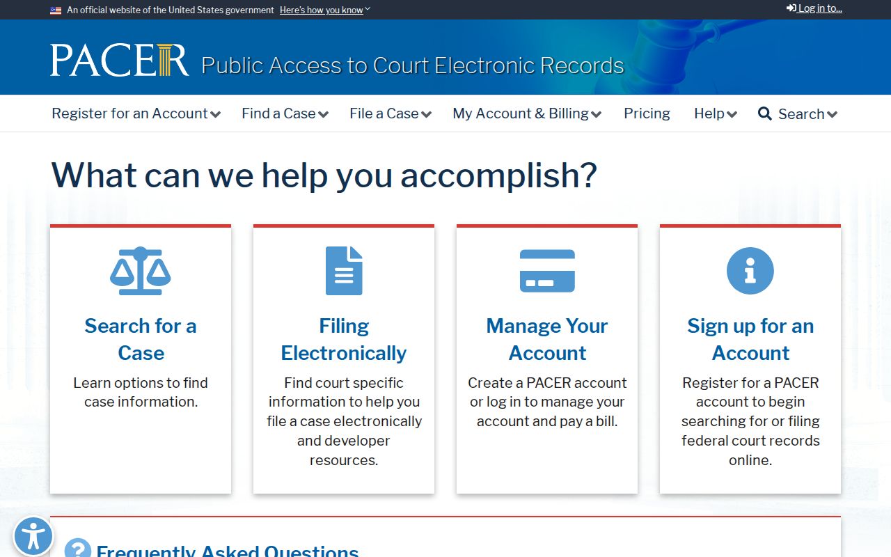 Lafayette Parish criminal history federal case search through PACER