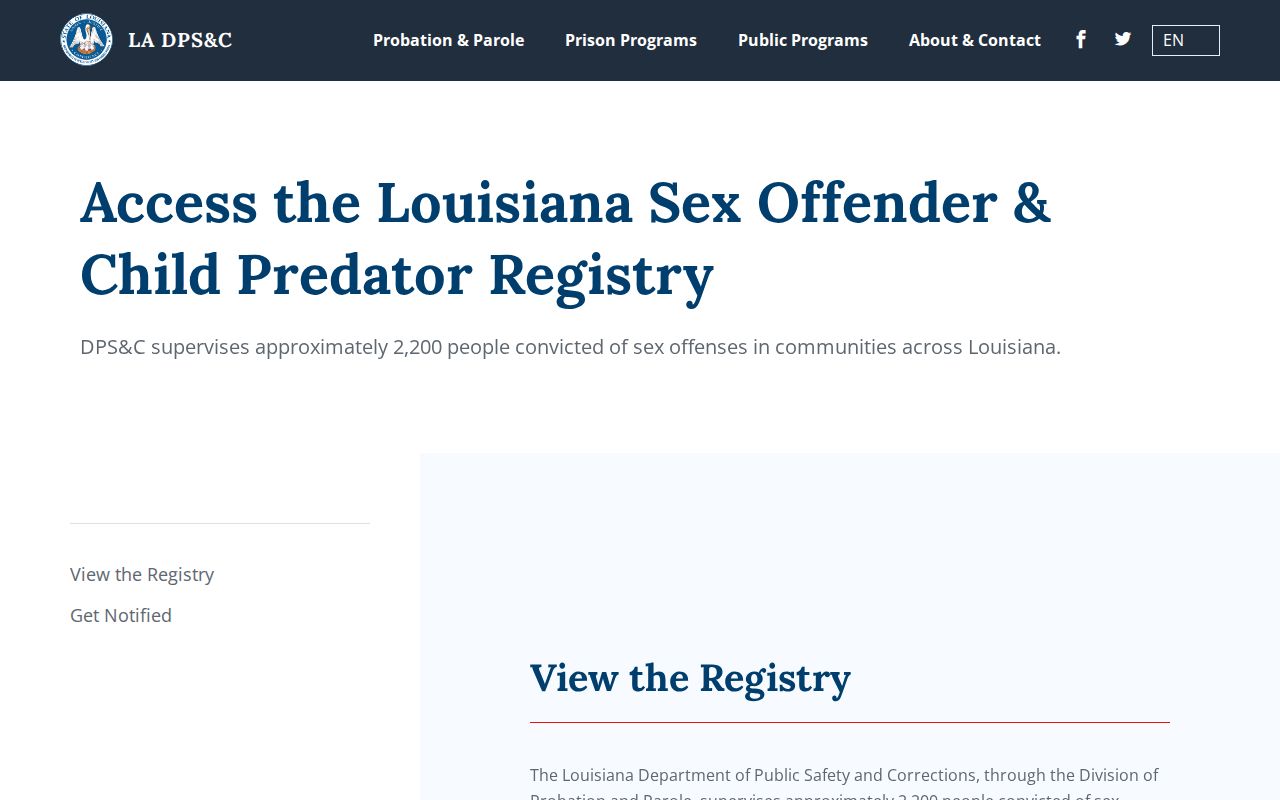 Lafayette Parish sex offender check Louisiana registry gateway